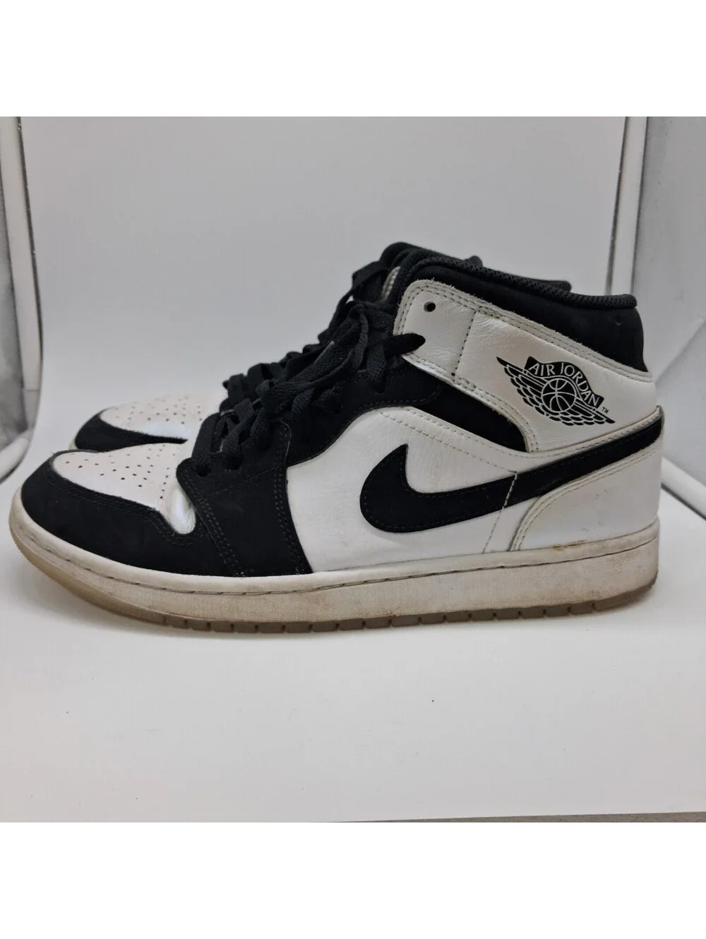 Nike Air Jordan 1 Mid SE Diamond DH6933-100 Men's 9.5 Black White High Top Shoes